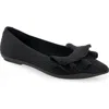 Aerosoles Damira Pointed Toe Flat In Black Textured Knit Fabric