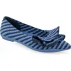 Aerosoles Damira Pointed Toe Flat In Blue Jean Textured Striped Knit Fabric