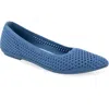 Aerosoles Danielle Knit Flat In Blue Jean Textured Knit Fabric