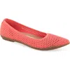Aerosoles Danielle Knit Flat In Coral Textured Knit Fabric