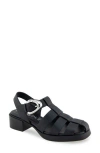 Aerosoles Dapper Fisherman Sandal In Black Faux Leather