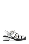 Aerosoles Dapper Fisherman Sandal In Silver Mirror Metallic Leather