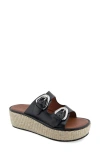 Aerosoles Darcy Flatform Slide Sandal In Black Leather