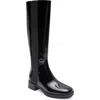 Aerosoles Daria Knee High Boot In Black Patent Crinkled Faux