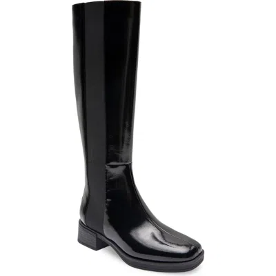 Aerosoles Daria Knee High Boot In Black Patent Crinkled Faux