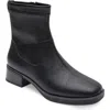 Aerosoles Dazzy Square Toe Boot In Black Pebbled Stretch Faux