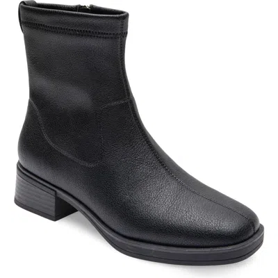 Aerosoles Dazzy Square Toe Boot In Java Stretch Pebbled Faux Leather - Poly
