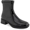 Aerosoles Women's Dazzy Block Heel Booties In Black Stretch Patent Crinkled
