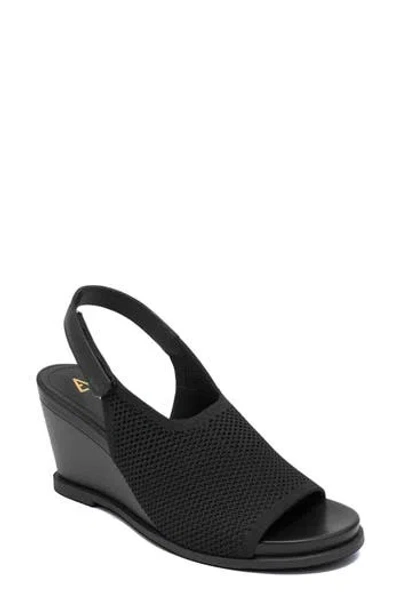 Aerosoles Dell Textured Knit Slingback Wedge Sandal In Black