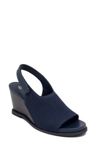 Aerosoles Dell Textured Knit Slingback Wedge Sandal In Blue