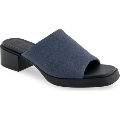 Aerosoles Denise Platform Sandal In Dark Blue Stretch Fabric