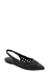 Aerosoles Diego Slingback Pointed Cap Toe Raffia Flat In Black