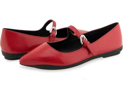 Aerosoles Diva Flat Women's Red Shiny Leather Pointed Toe Mary Jane Zogg1007