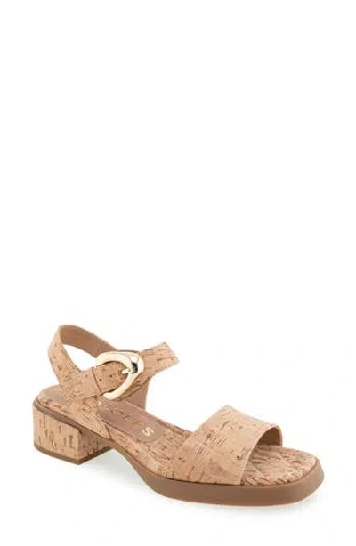 Aerosoles Dorian Block Heel Ankle Strap Sandal In Gold