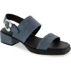 Aerosoles Dove Platform Sandal In Blue Jean Faux Leather