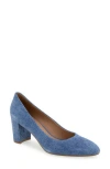 Aerosoles Ebel Block Heel Pump In Blue Jean Denim Suede