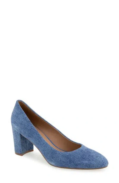 Aerosoles Ebel Block Heel Pump In Blue Jean Denim Suede