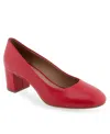 Aerosoles Ebel Dress Mid Heel Pumps In Racing Red Leather