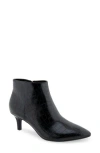Aerosoles Edith Faux Leather Bootie In Black Croco Faux Leather