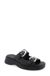Aerosoles Faith Flatform Slide Sandal In Black Leather