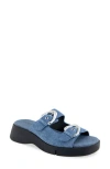 Aerosoles Faith Flatform Slide Sandal In Blue Denim Suede