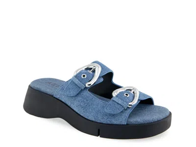 Aerosoles Faith Suede Flat Sandal In Blue
