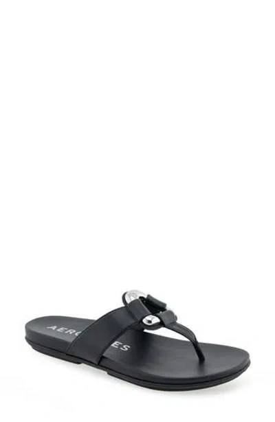 Aerosoles Fallon Harness Sandal In Black Faux Leather