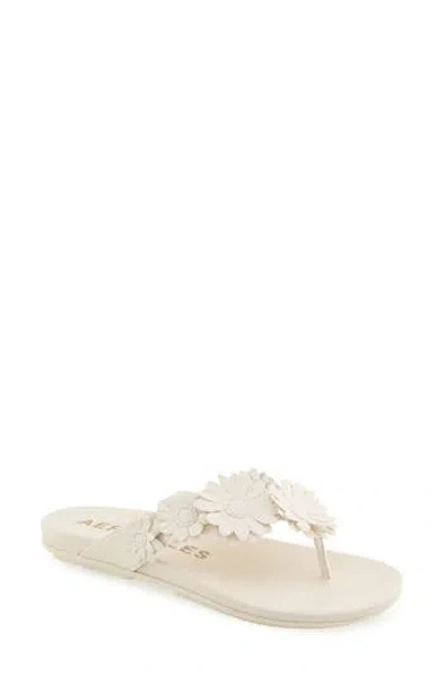 Aerosoles Farrah Flower Sandal In Eggnog Faux Leather