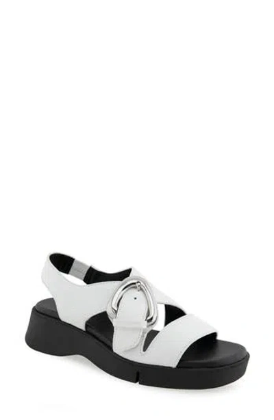 Aerosoles Fez Strappy Sandal In Bright White Pebbled Leather