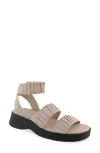 Aerosoles Fiona Flatform Sandal In Stone Rouched Elastic Fabric