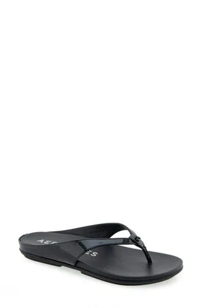Aerosoles Fisher Sandal In Black Patent Faux Leather