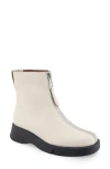 Aerosoles Francis Zip-up Bootie In Eggnog Pebbled Leather