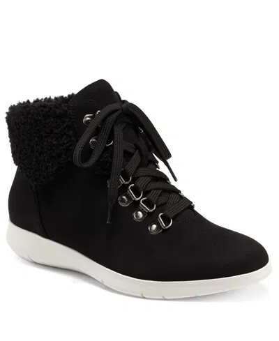 Aerosoles Frankie Boots Women's Us 7 Black Faux Suede Ankle Round Toe Khd1247