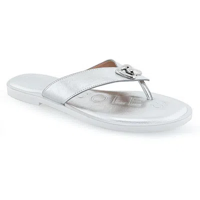 Aerosoles Galen Womens Faux Leather Slip-on Slide Sandals In Silver
