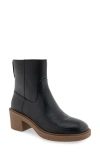 Aerosoles Garie Block Heel Bootie In Black Grainy Leather