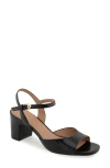 Aerosoles Gerda Ankle Strap Sandal In Black Shiny Leather