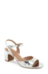 Aerosoles Gerda Ankle Strap Sandal In Silver Mirror Metallic Leather