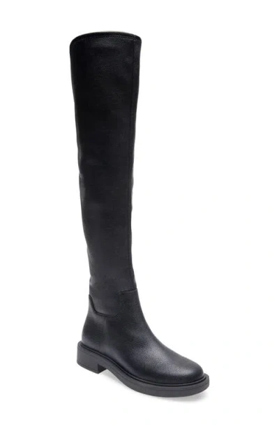 Aerosoles Golla Over The Knee Boot In Black Pebbled Faux Leather