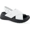 Aerosoles Harlow Platform Sandal In White Faux Leather