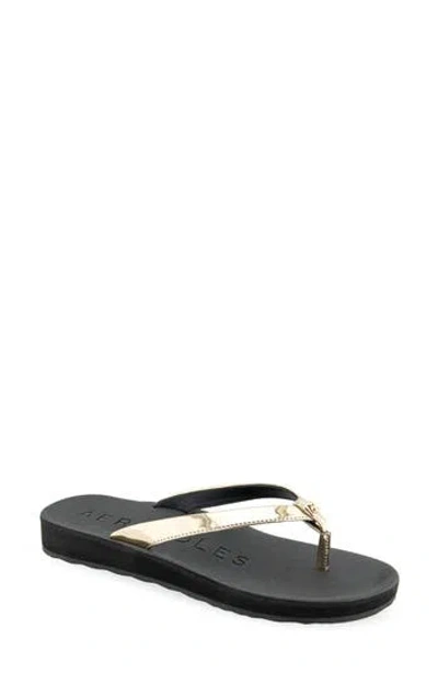 Aerosoles Jace Flip Flop In Gold Mirror,black