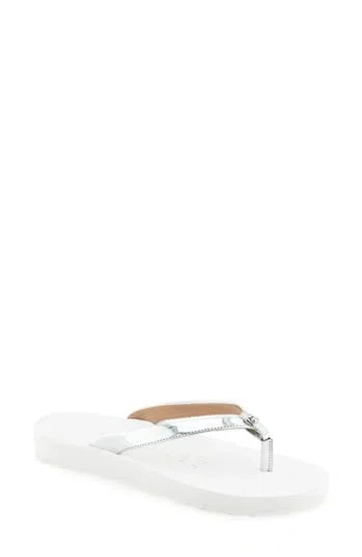 Aerosoles Jace Flip Flop In Silver Mirror,white