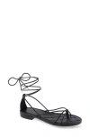 Aerosoles Jacky Ankle Tie Sandal In Black Pu