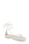 Aerosoles Jacky Ankle Tie Sandal In Eggnog Pu Leather