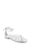 Aerosoles Jacky Ankle Tie Sandal In Silver Pu