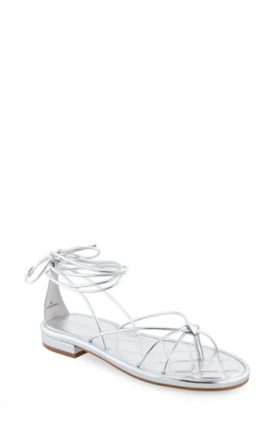 Aerosoles Jacky Ankle Tie Sandal In Silver Pu