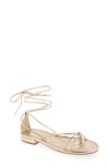 Aerosoles Jacky Ankle Tie Sandal In Soft Gold Pu