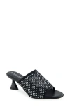 Aerosoles Jamila Slide Sandal In Black/crystals Mesh Fabric
