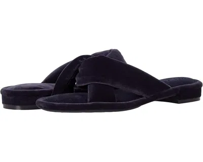 Aerosoles Jaxon Slide Women's Size 7.5 Navy Velvet Slip On Flat Sandal Khd798 In Blue