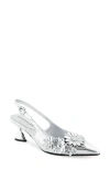 Aerosoles Jaya Pointed Toe Slingback Pump In Silver Mirror Metallic Leather