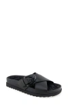 Aerosoles Lago Flatform Slide Sandal In Black Leather
